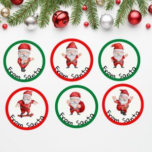 Santa Claus Christmas Stickers, Qty 12! FAST SHIPPING!